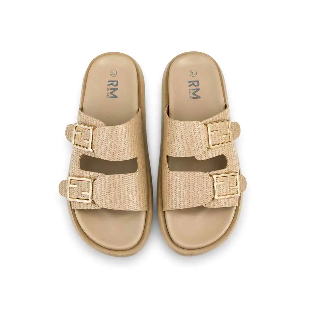 Sandale Compense pour femme 8099-2 beige  miniature